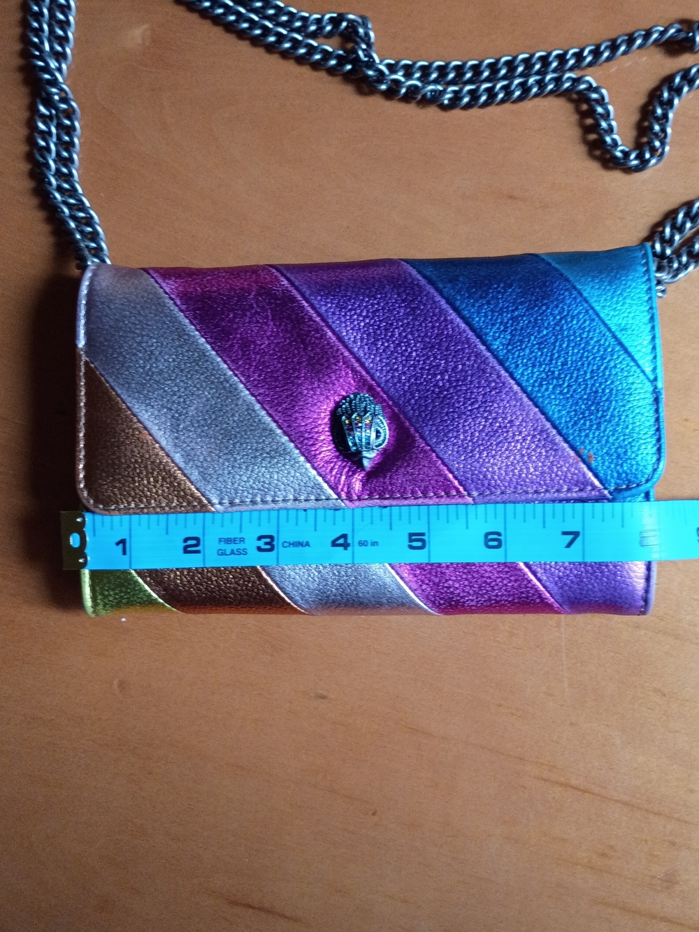 Kurt Geiger London Kensington Metallic Rainbow Stripe Crossbody Bag - Picture 4 of 10
